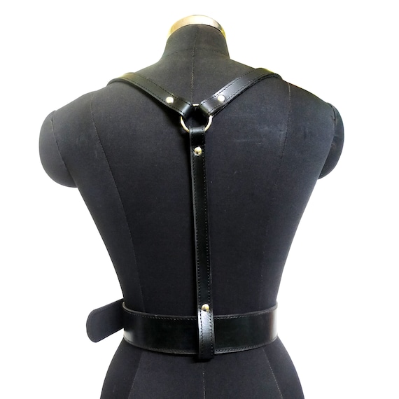 Punk Gothic Genuine Leather Women Belt Cum Body Harness 