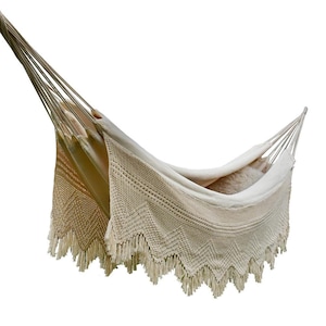 Handgeweven katoenen hangmat met franjes - het perfecte cadeau voor Kerstmis, een verjaardag of jubileum - ideaal cadeau voor je vriendin