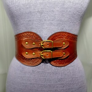 Handmade Tooled Medieval-Viking LARP Leather Corset Belt-Cosplay Armour-Fantasy Halloween for women Warrior Celtic Belt image 10