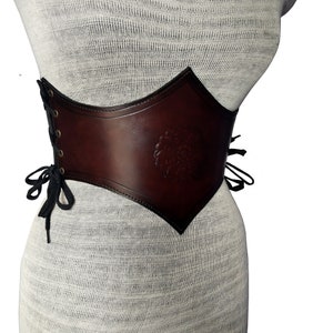 Antique Brown Medieval Leather Corset Belt, Handmade Medieval Leather Corset  Belt for LARP, Tooled Handmade Leather Corset Belt 