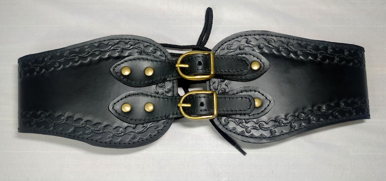 Handmade Tooled Medieval-Viking LARP Leather Corset Belt-Cosplay Armour-Fantasy Halloween for women Warrior Celtic Belt image 7