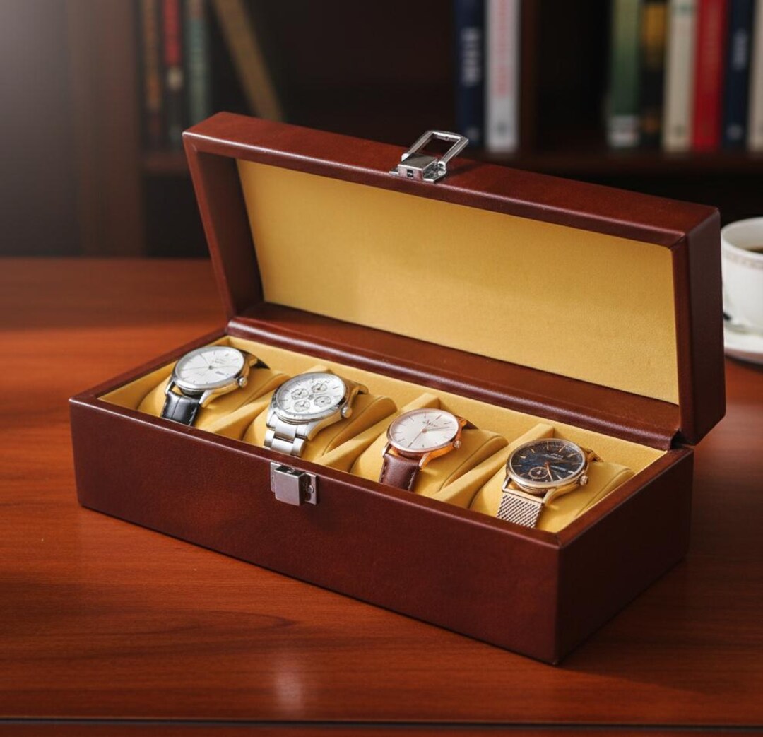 Genuine Leather 4-slot Watch Box, Vintage Charm, Men's Gift - Etsy