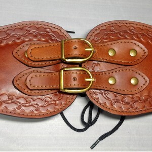 Handmade Tooled Medieval-Viking LARP Leather Corset Belt-Cosplay Armour-Fantasy Halloween for women Warrior Celtic Belt image 9
