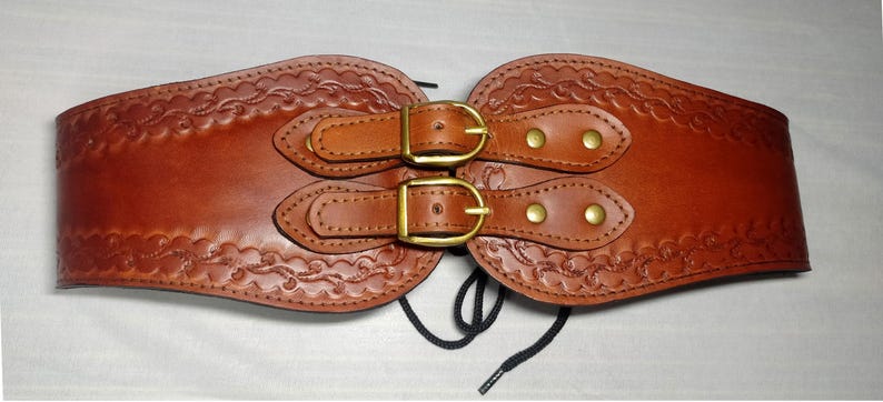 Handmade Tooled Medieval-Viking LARP Leather Corset Belt-Cosplay Armour-Fantasy Halloween for women Warrior Celtic Belt image 9