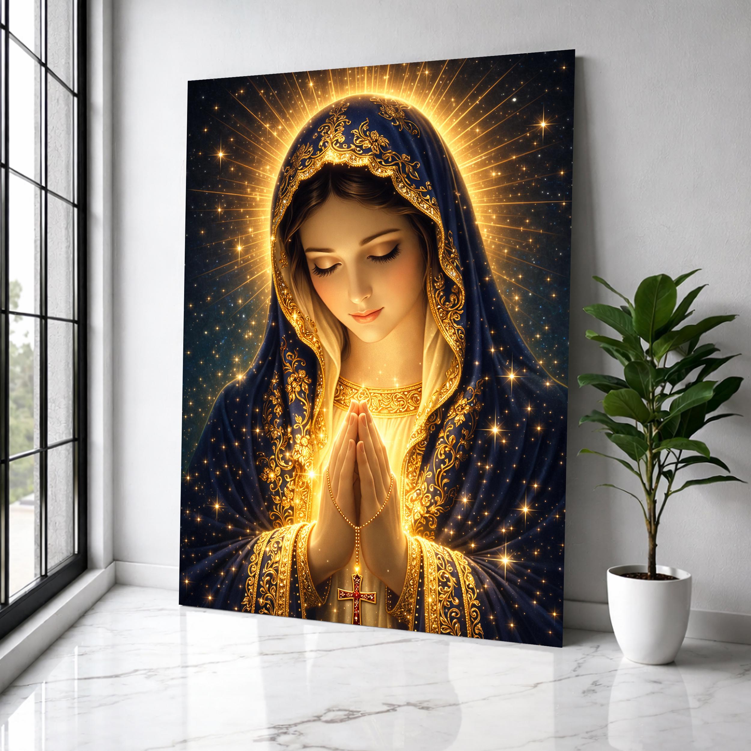 Virgin Mary Prayer Canvas Art, Catholic Blessed Mother Wall Decor ...