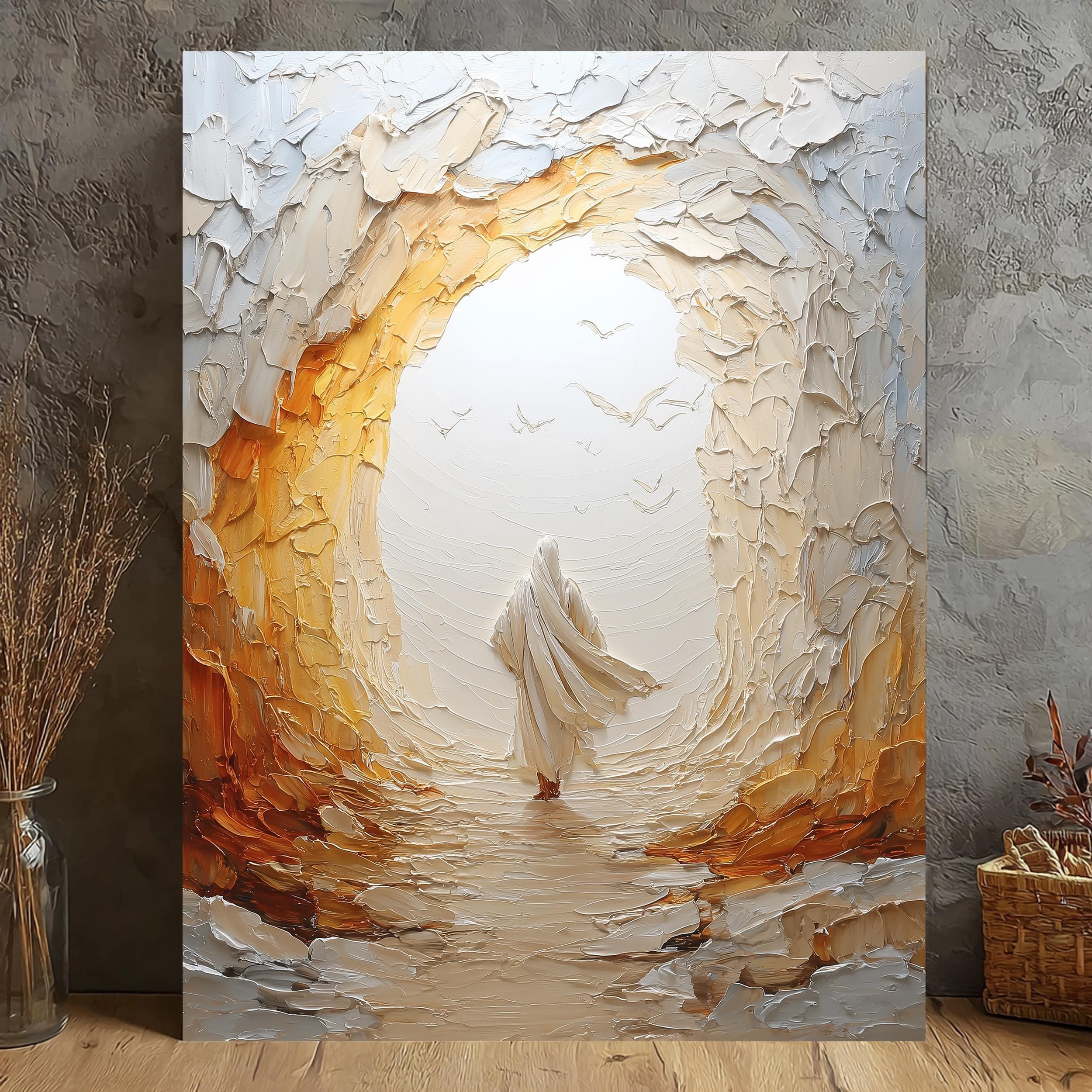 Resurrection Jesus Canvas Art, Empty Tomb Christian Painting, Easter ...