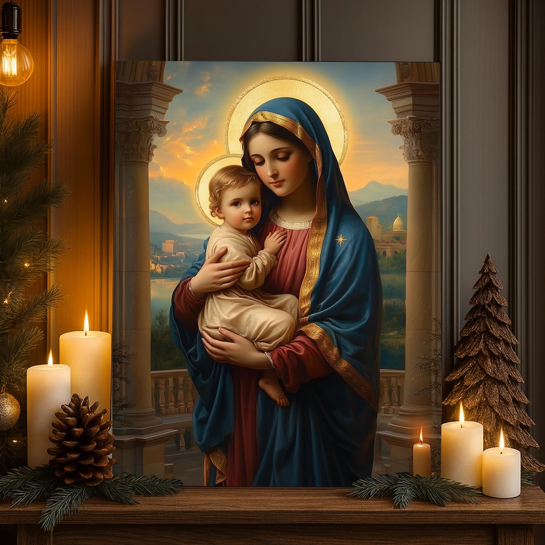 Virgin Mary and Baby Jesus Canvas Art – Catholic Home Decor - Etsy