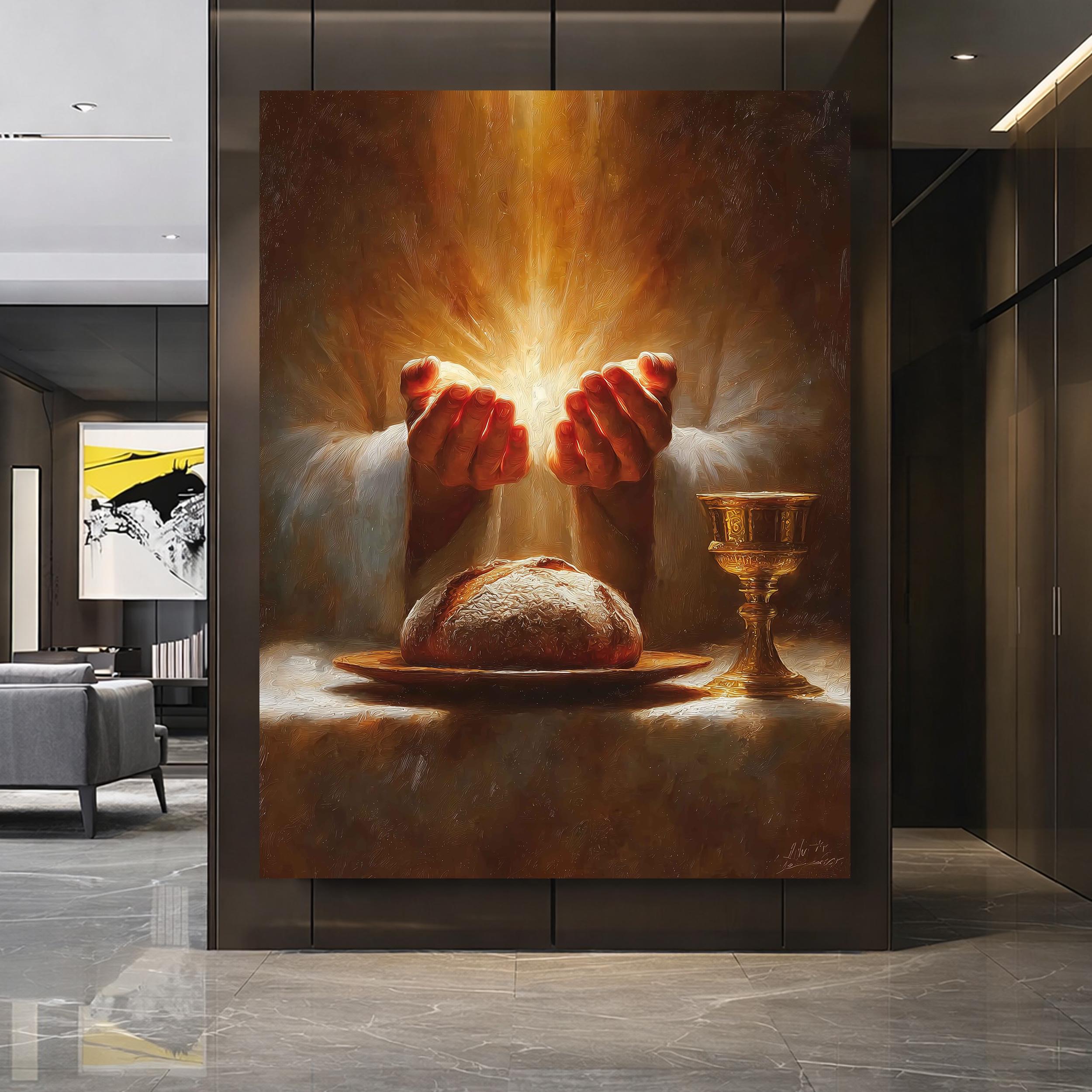 Holy Communion Canvas Print, Eucharist Christian Wall Art, Bread and ...