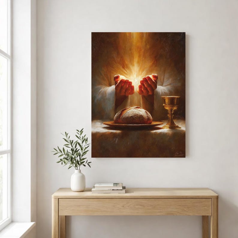 Holy Communion Canvas Print, Eucharist Christian Wall Art, Bread and ...