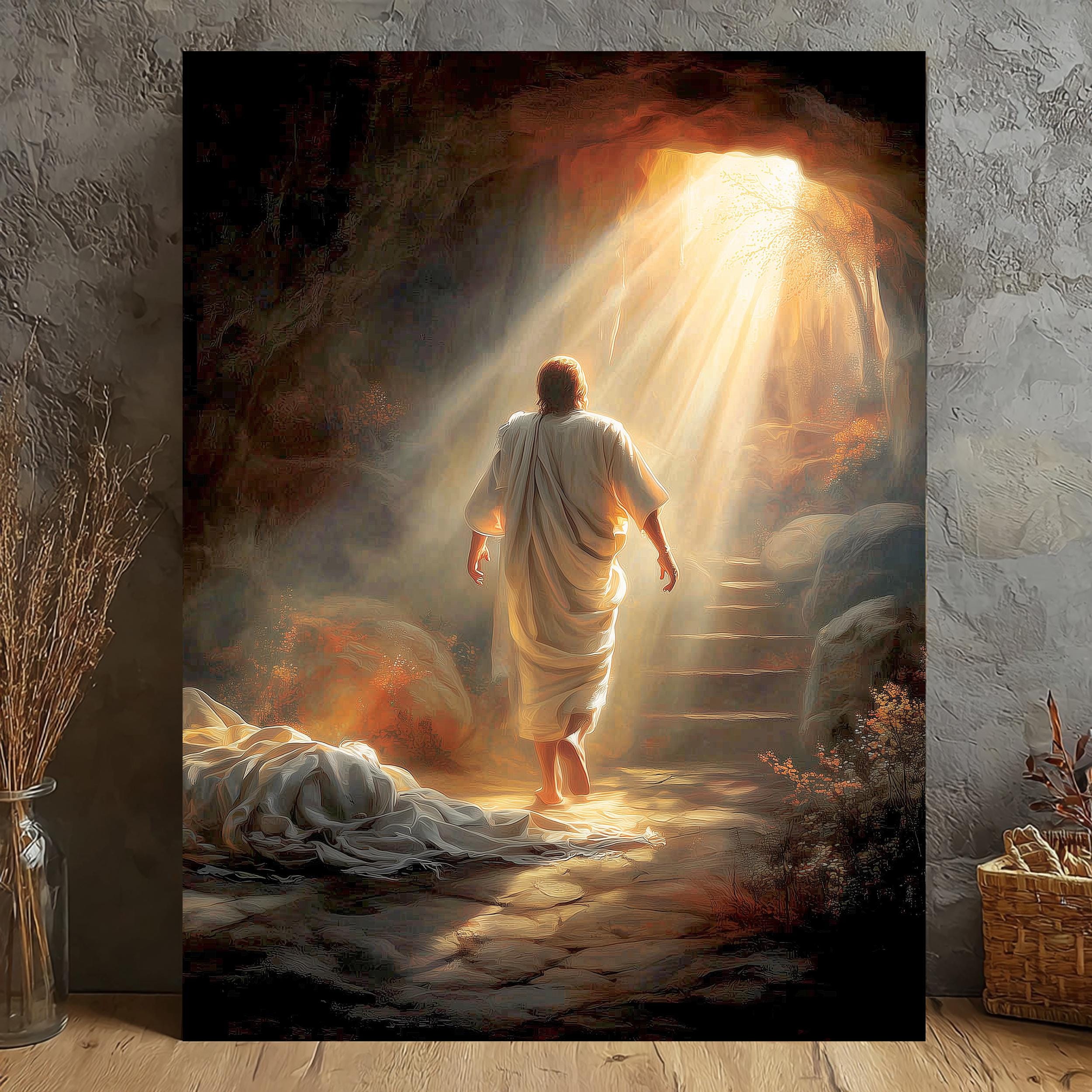 Empty Tomb Resurrection Canvas Wall Art, Jesus Rising Christian Easter ...