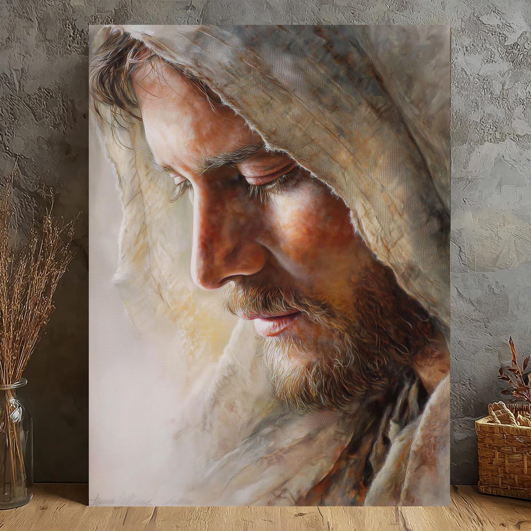 Jesus Portrait Canvas Wall Art, Christian Faith Spiritual Artwork ...