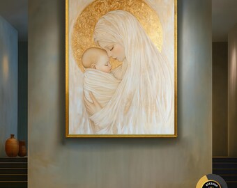 聖母マリアと幼子イエスの絵画：カトリックのキリスト教絵画（デジタル