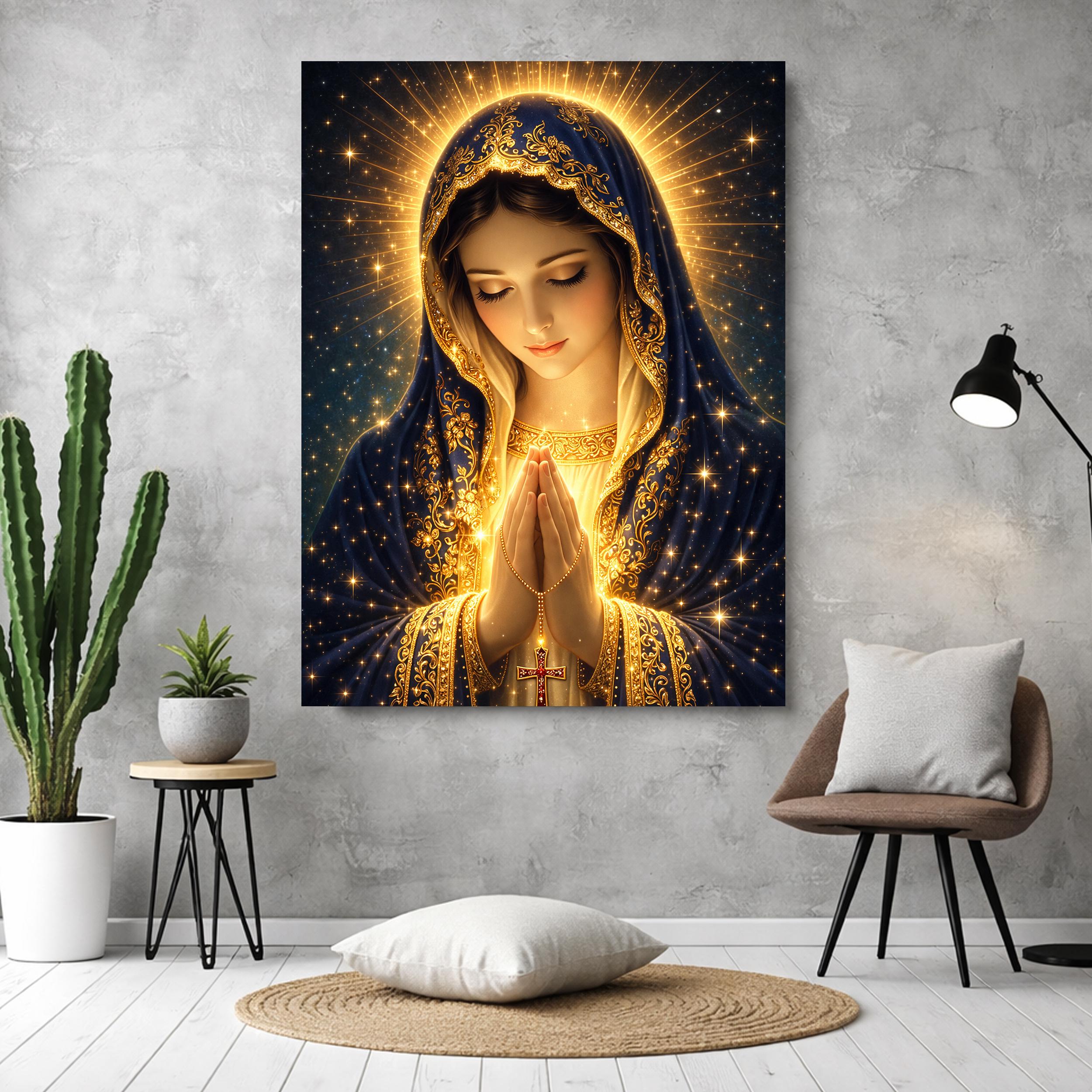 Virgin Mary Prayer Canvas Art, Catholic Blessed Mother Wall Decor ...