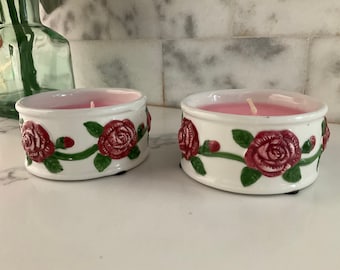 Pair of Dalton Pink Rose Candles