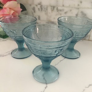 French Goblets Blue Set of 3 Made in France