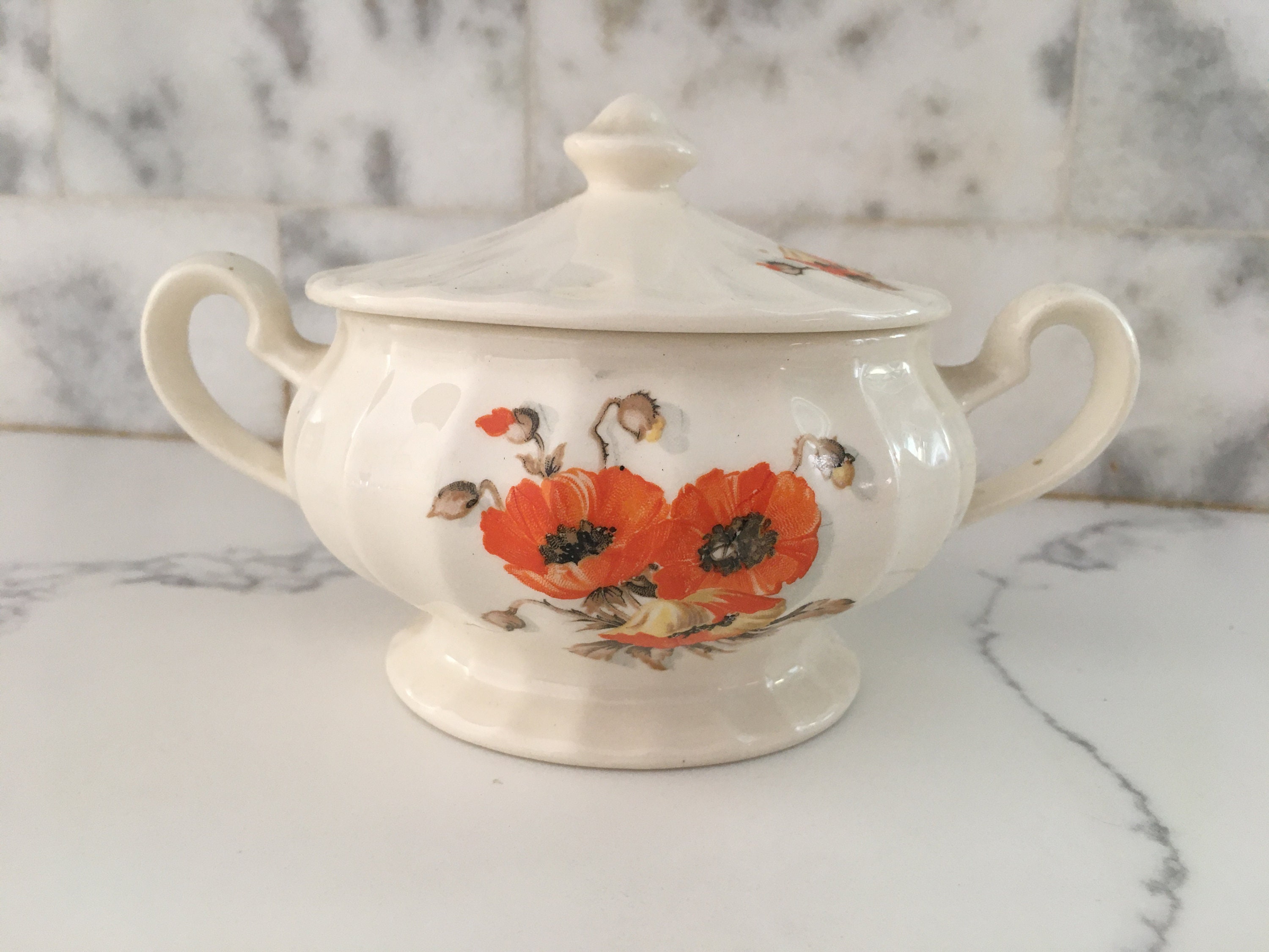 Edwin M. Knowles Orange Poppies Fine China