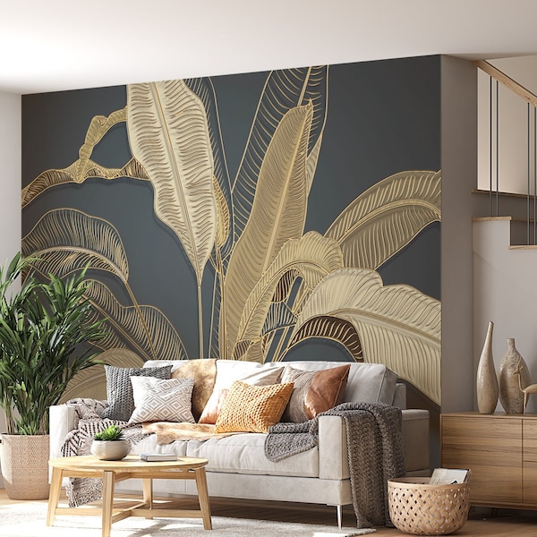 Removable Wallpaper Gold Etsy