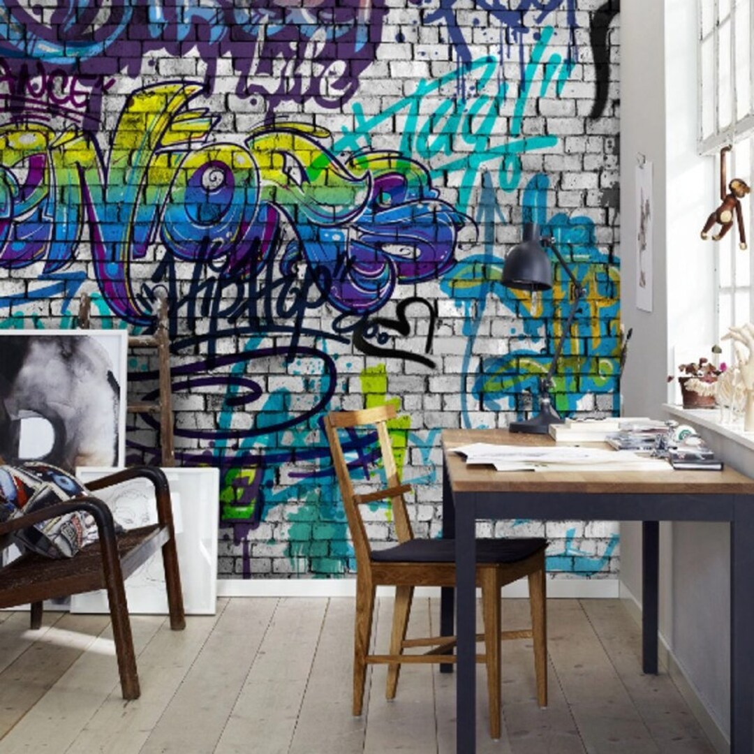 Graffiti Wallpaper Peel and Stick Removable Graffiti Mural - Etsy