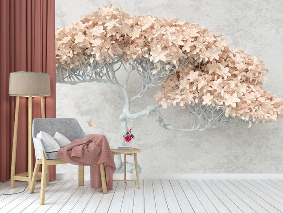  GFWJC - Papel pintado 3D para pared, diseño de casa del árbol,  color morado : Herramientas y Mejoras del Hogar