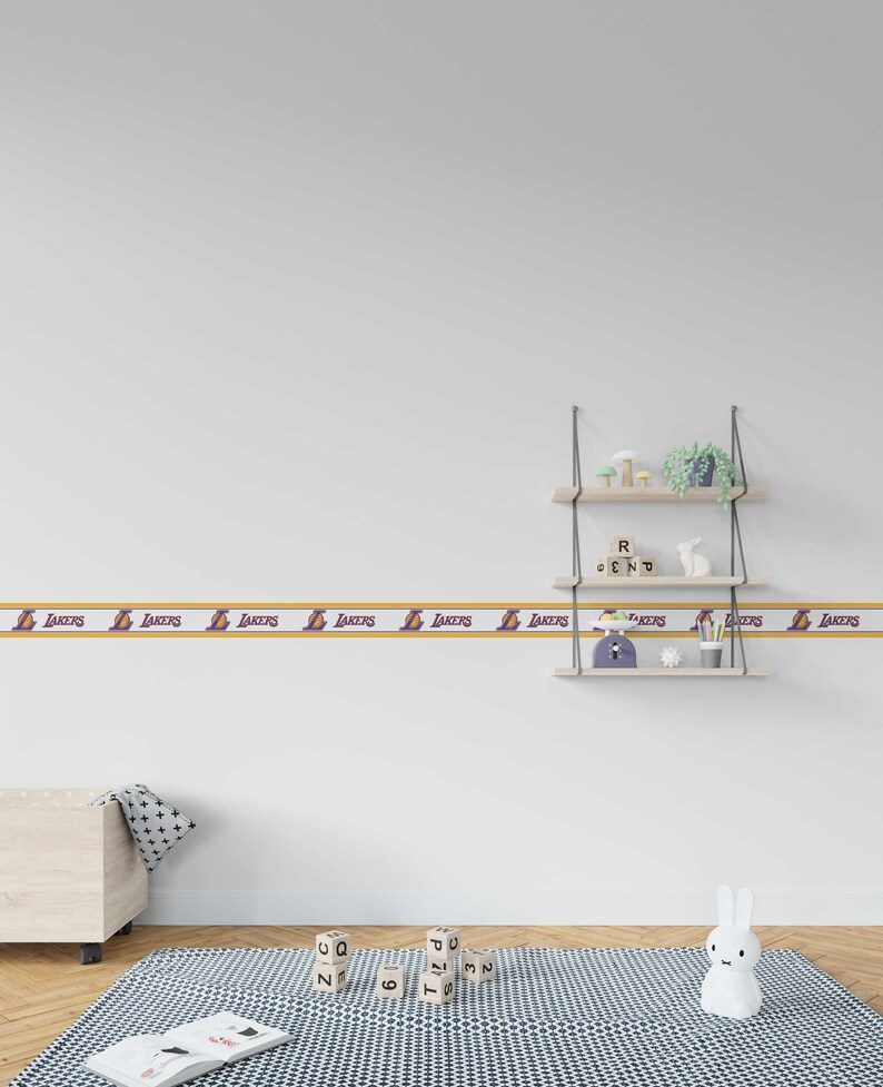 Lakers Border Peel and Stick NBA Wall Decal Lakers Wall Etsy