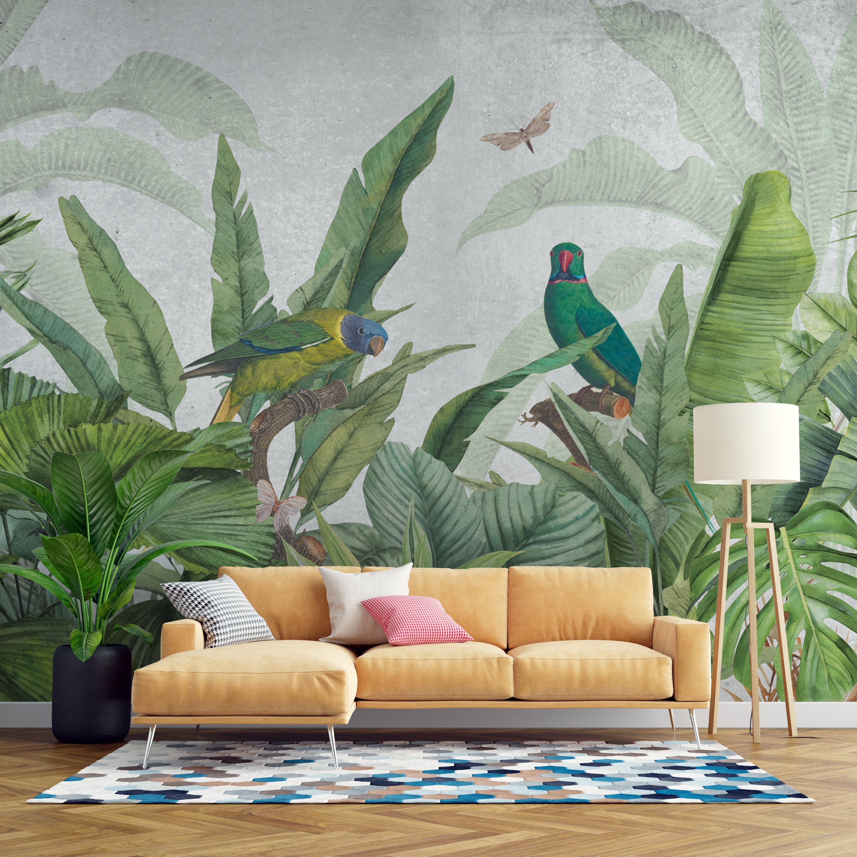 Tropical Jungle Parrot Palms Wallpaper Removable Jungle - Etsy UK