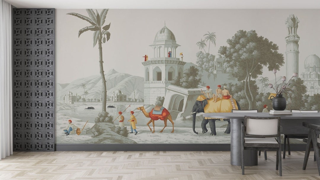 Indian Elephants Removable Wallpaper Peel and Stick Historic Etsy