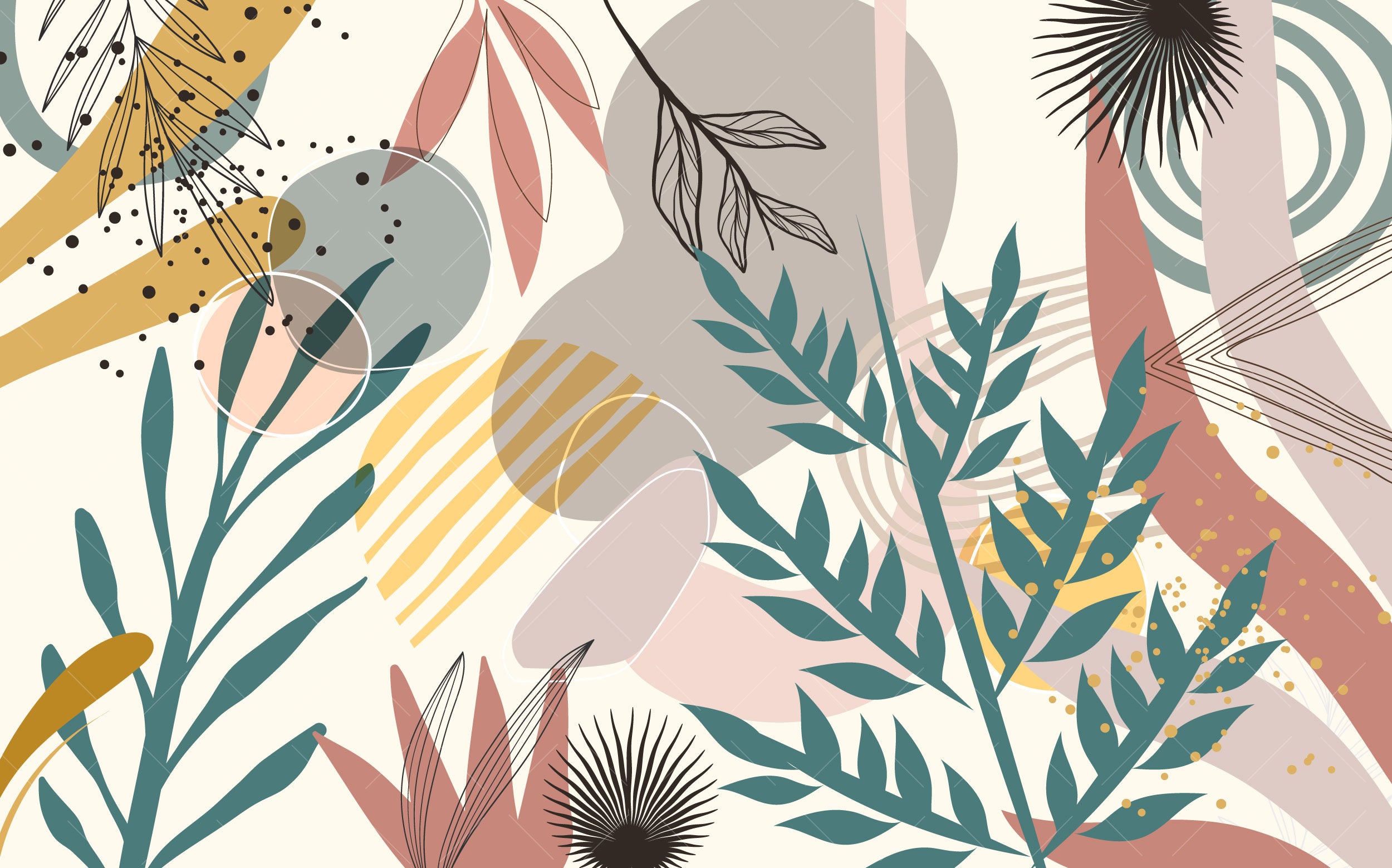 Boho Patterns Mural for Bedroom , Abstract Patterns Wallpaper , Bohemian  Style Wall Mural , Art Deco Mural for Office - Etsy