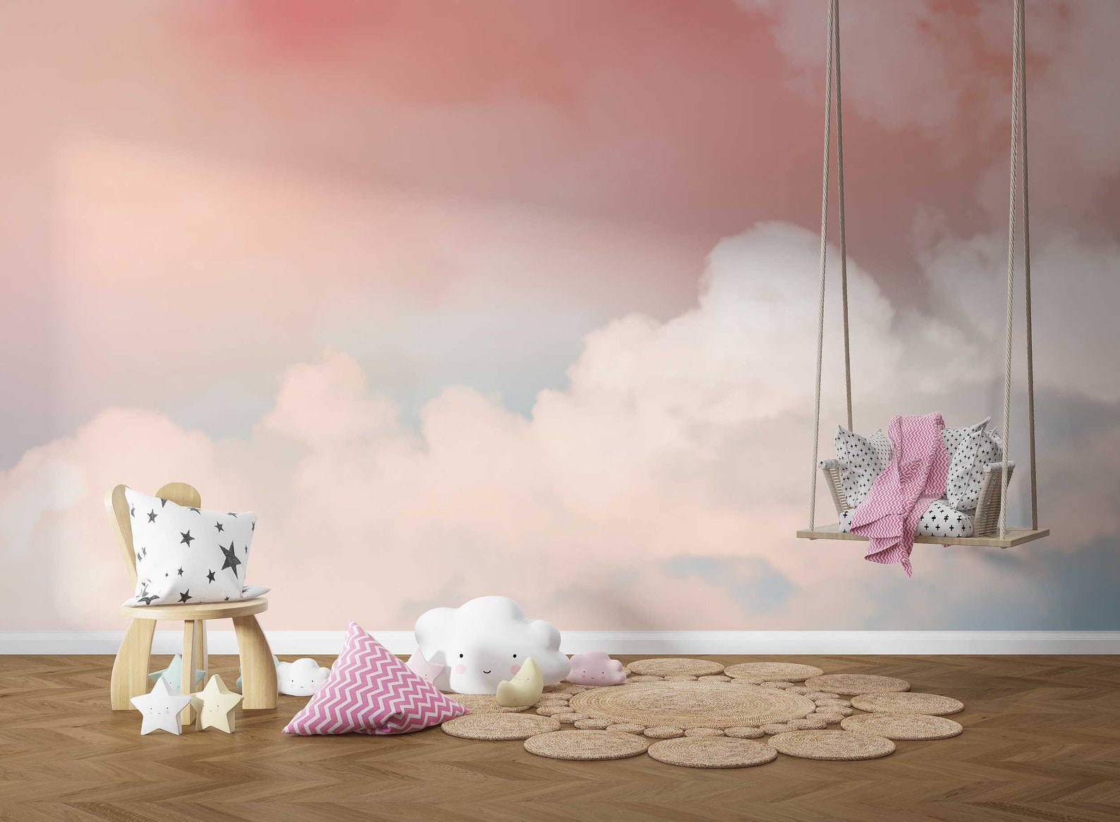 Pink Clouds Kids Wallpaper Aesthetic Sky Wallpaper Soft - Etsy