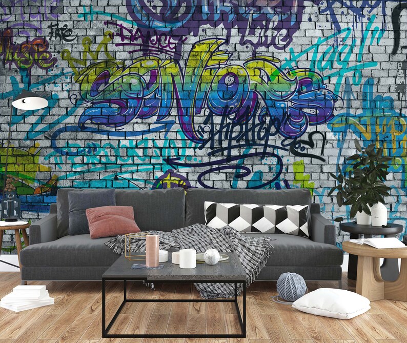 Graffiti Art Wallpaper Peel and Stick Removable Graffiti Etsy