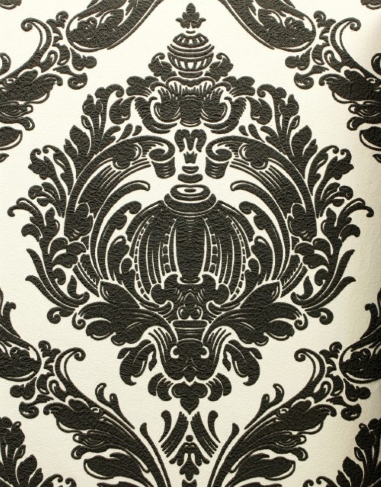 Traditional Designs Black and White Stylish Wallpaper Etsy