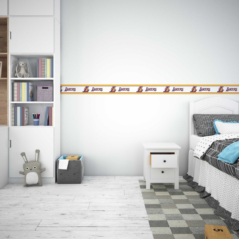 Lakers Border Peel and Stick NBA Wall Decal Lakers Wall Etsy