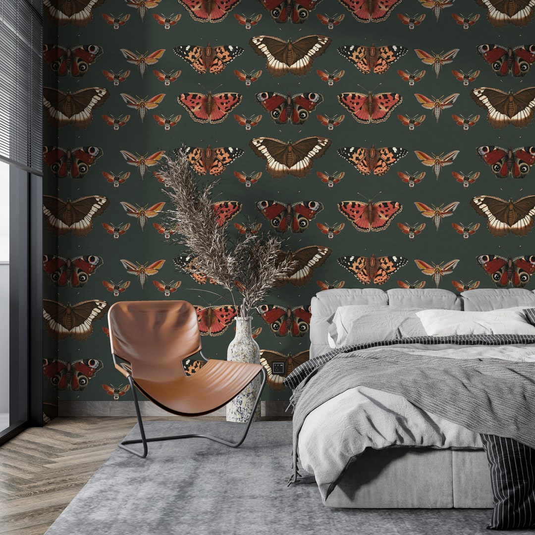 minimalistische schmetterlings-tapete, schälen und aufkleben-wanzen-tapete, modernes-schlafzimmer-tapeten-schälen-und-aufkleben, botanische