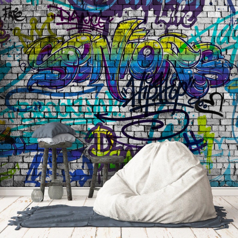 Graffiti Art Wallpaper Peel and Stick Removable Graffiti Etsy