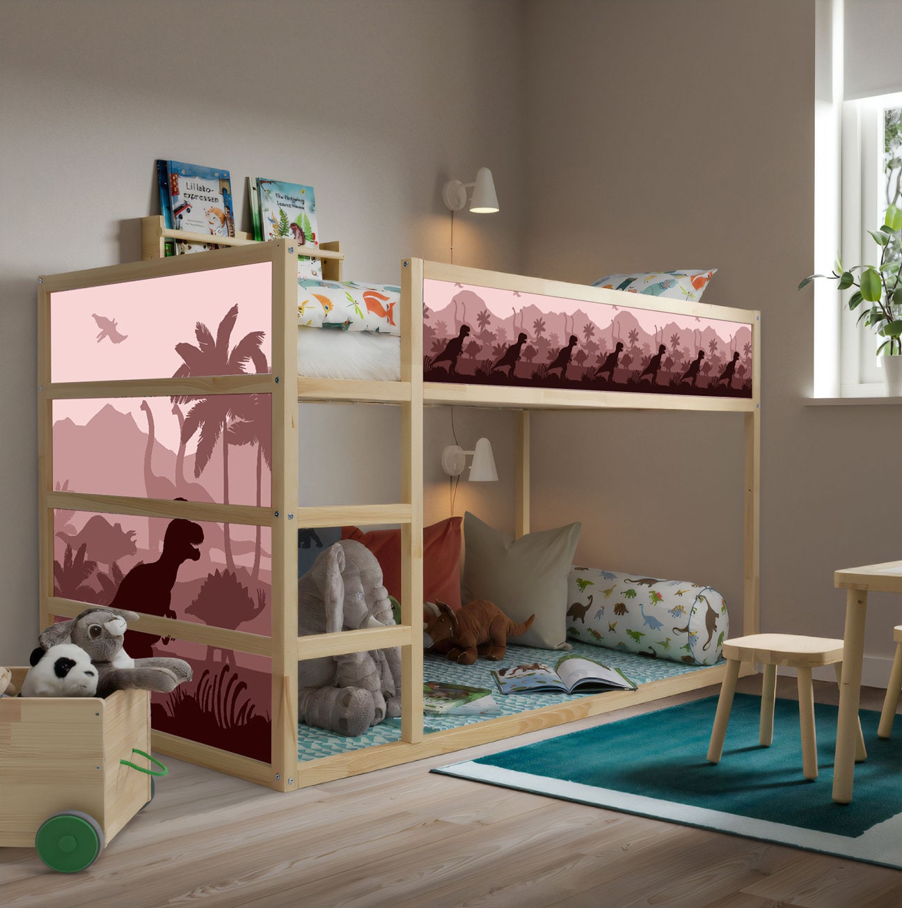 Colorful Strips IKEA Kura Bed Decal for Kids Rainbow Pattern Kura Bed