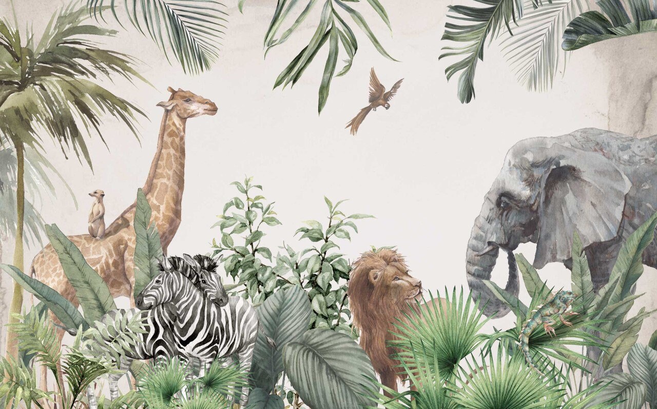 SAFARI Animals in Jungle Wallpaper for Kids Wild Nature Kids - Etsy