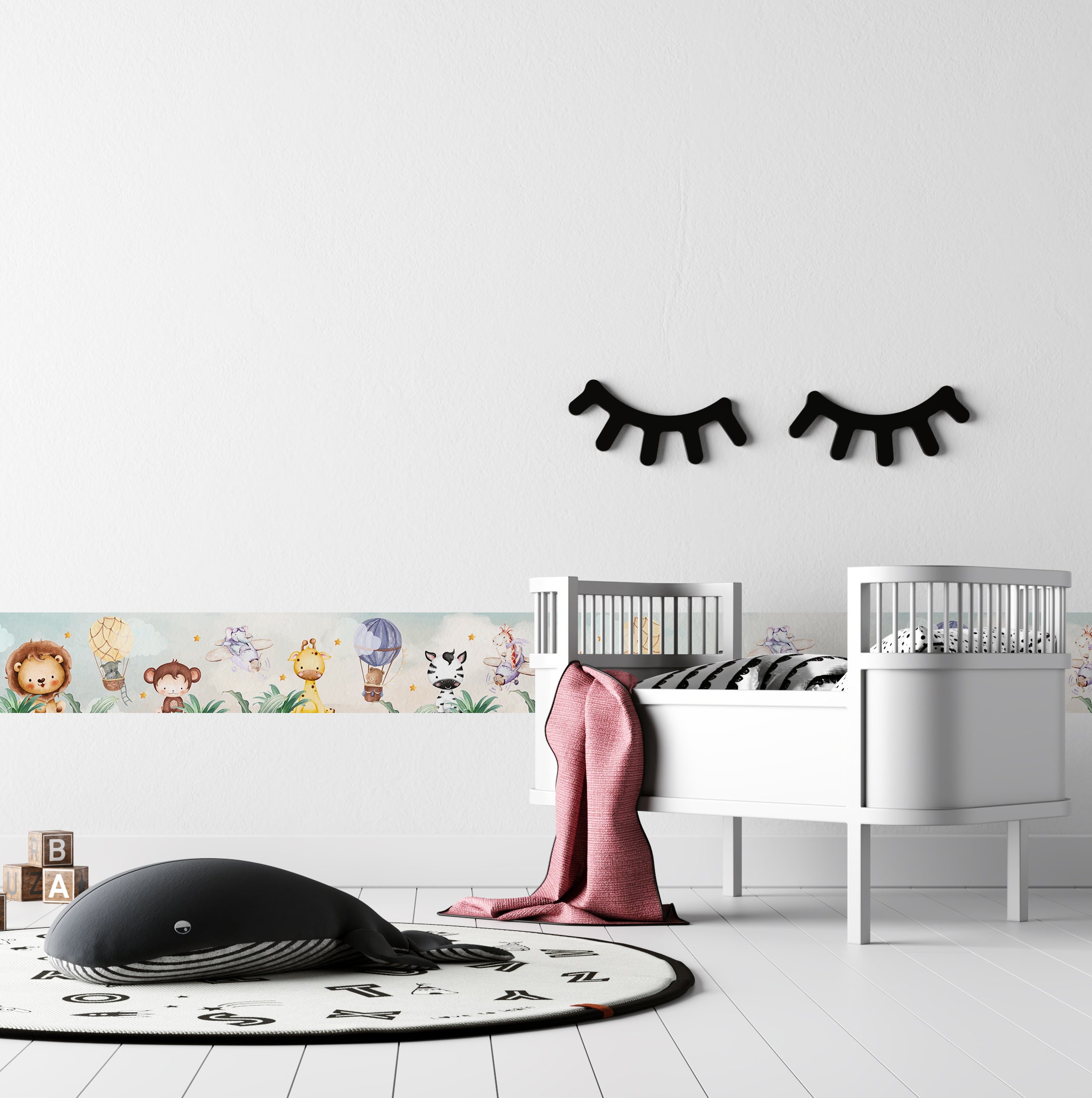 Cute Animals Kids Wall Border Removable Balloons and Animals Etsy