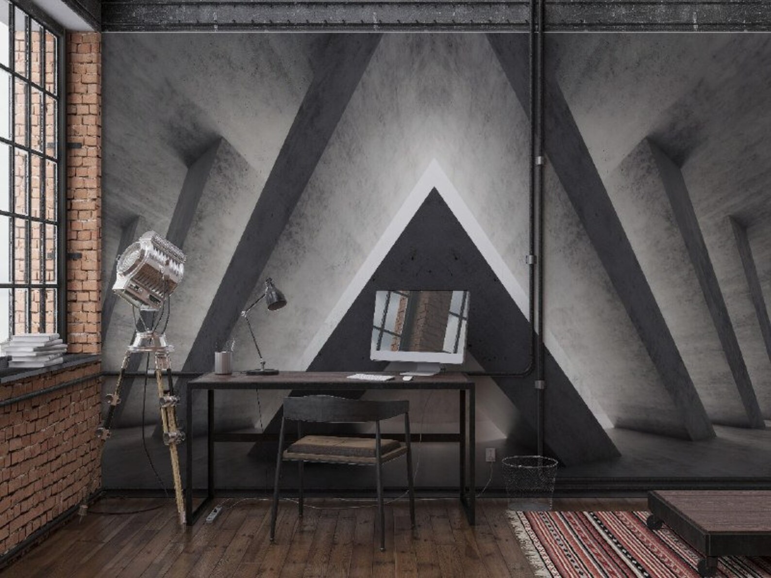 3D Realistic Look Wallpaper Black and Gray Triangle 3D Wall Etsy