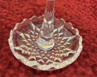 Sparkling Cut Crystal Ring Dish with Holder