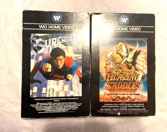 Ultra-Rare WCI Home Video "Side-Loader" Betamax Collection: 2 Beta Tape set including Blazing Saddles and Superman