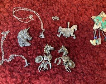 Vintage Equestrian and Fantasy Jewelry Collection - Pins, Necklaces & More