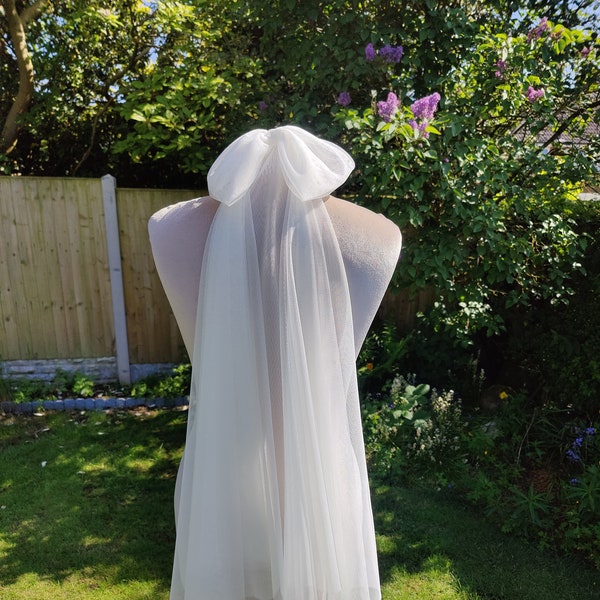 Handmade wedding veil Italian tulle with bow