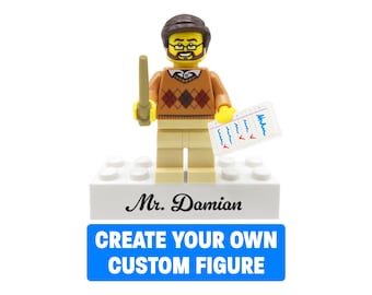Best Teacher Personalized LEGO Figure – Create your own custom LEGO minifigure - Appreciation Gift for End of School Year & Teacher's Day