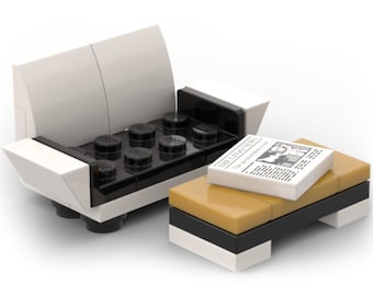 Minifigure furniture: sofa with table - custom set made of LEGO bricks - for kids & adults, homebody or rest lover, LEGO enthusiasts