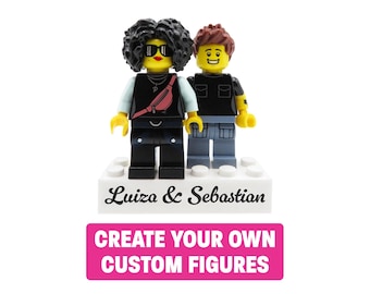 Personalized LEGO® Couple Figures – Custom Minifigures on Base with Name – Valentine’s Day or Anniversary Gift
