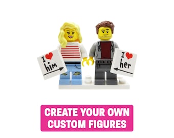 Gepersonaliseerde LEGO-figuurtjes voor een verliefd stel – Ontwerp je eigen LEGO-minifiguurtjes - Valentijnsdag- of jubileumcadeau voor hem en haar