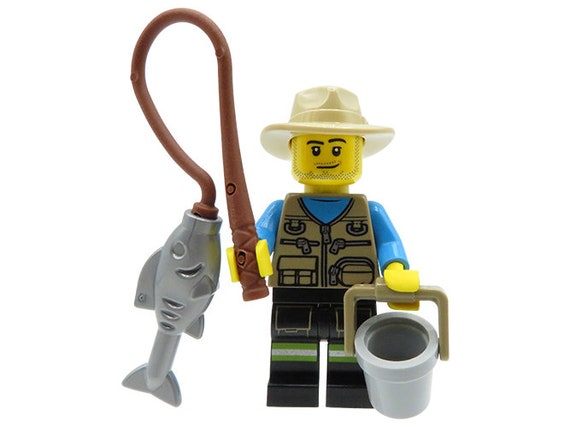 Custom Minifigure Angler / Fisherman Made of LEGO Parts Gift Ideas for Kids  & Adults, Dad, Grandpa, Husband, Boyfriend, Best Friend 