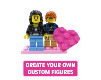 Personalized LEGO® Couple Figures – Custom Minifigures with Heart - Valentine’s Day or Anniversary Gift