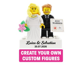 Bride & Groom Personalized LEGO Figures – Create your own Newlyweds LEGO Minifigures – Custom Wedding Gift for Couples