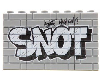 Custom print on LEGO® bricks - Graffiti Wall SNOT (white) | Street Art for MOC Builders, AFOLs & Collectors