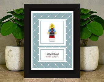 Personalized LEGO Figure in Frame – Create your own custom LEGO Minifigure – Unique Customized Gift for Him & Her, Birthday or Christmas